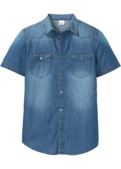 Chemise Manches Courtes En Jean, Slim Fit