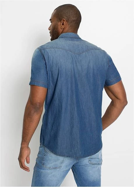Chemise Manches Courtes En Jean, Slim Fit 5 Chemise Manches Courtes En Jean, Slim Fit - Afbeelding 3