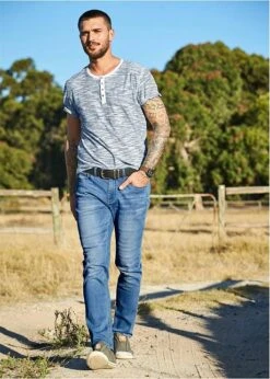 T-shirt à Col Henley, Manches Courtes -Rainbow Verkoopwinkel 20062805 7tkivjzp