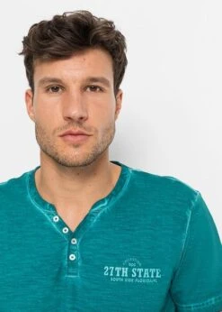 T-shirt Col Henley, Manches Courtes Et Aspect Délavé -Rainbow Verkoopwinkel 22034886 LDOLXk8H