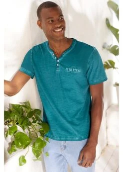 T-shirt Col Henley, Manches Courtes Et Aspect Délavé -Rainbow Verkoopwinkel 22058587 P6TnKumq