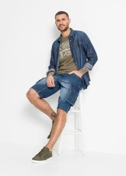 Bermuda En Jean Cargo, Loose Fit -Rainbow Verkoopwinkel 22068179 S8H0rVps