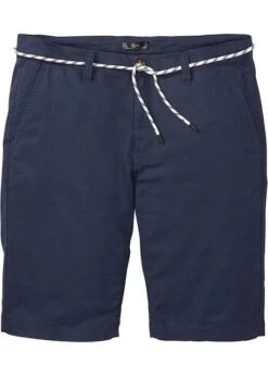 Bermuda Chino Avec Lin Majoritaire Et Cordon, Regular Fit