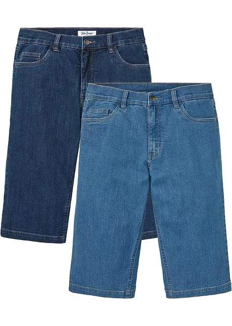 Lot De 2 Bermudas Longs En Jean Extensible, Regular Fit 3 Lot De 2 Bermudas Longs En Jean Extensible, Regular Fit