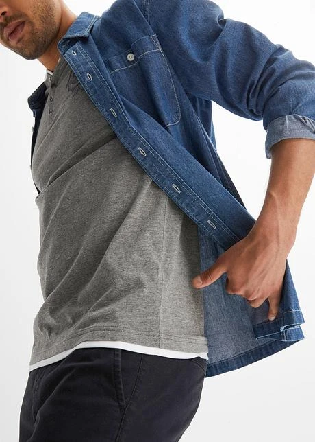 Lot De 2 T-shirts Col Tunisien, Manches Courtes 8 Lot De 2 T-shirts Col Tunisien, Manches Courtes - Afbeelding 6