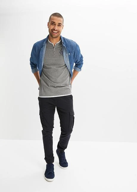 Lot De 2 T-shirts Col Tunisien, Manches Courtes 6 Lot De 2 T-shirts Col Tunisien, Manches Courtes - Afbeelding 4