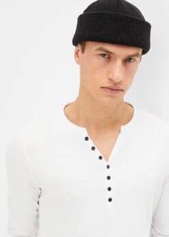 Rainbow T-shirt Col Henley Manches Longues En Coton, Slim Fit -Rainbow Verkoopwinkel 23211204 EaDfHqD3