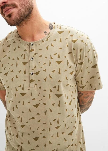 T-shirt Col Henley En Coton, Manches Courtes 7 T-shirt Col Henley En Coton, Manches Courtes - Afbeelding 5