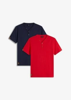 Lot De 2 T-shirts Coton Col Tunisien